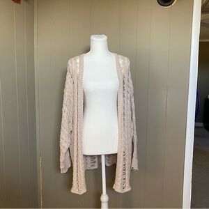 John + Jenn Open Knit cotton Cardigan beige